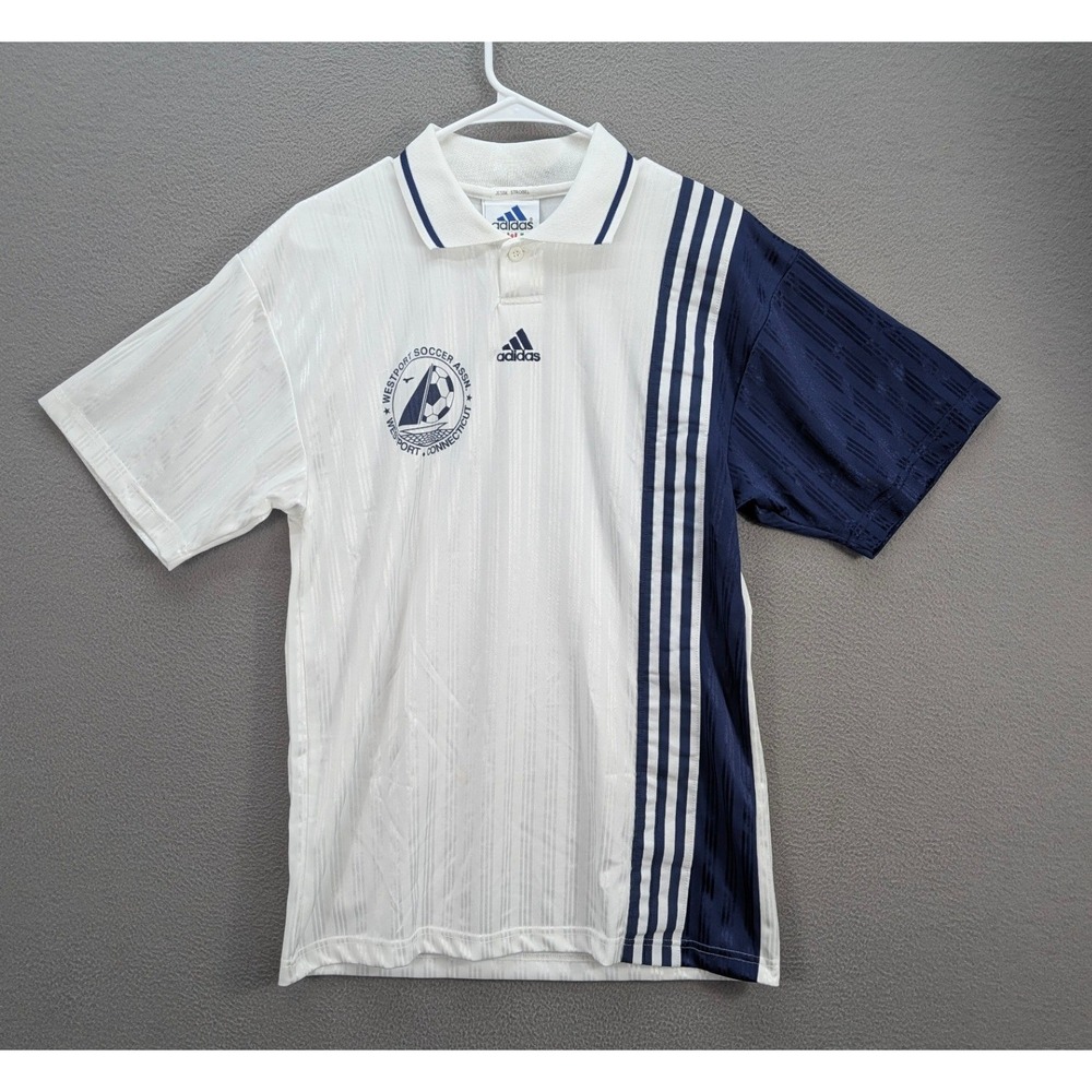 Adidas Westport Soccer Assn Jersey Polo Shirt Men's Size M White Navy #27 USA - Picture 4 of 9